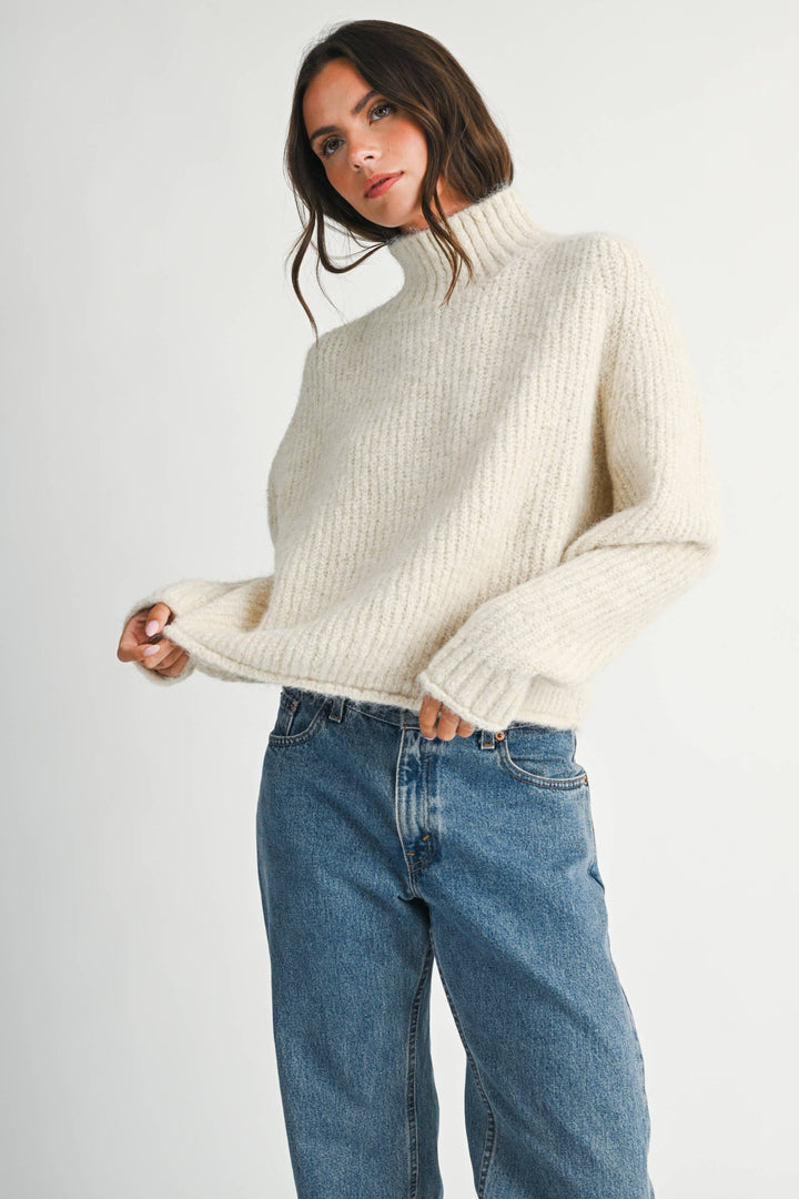 Mock Neck Sweater: Almond Milk