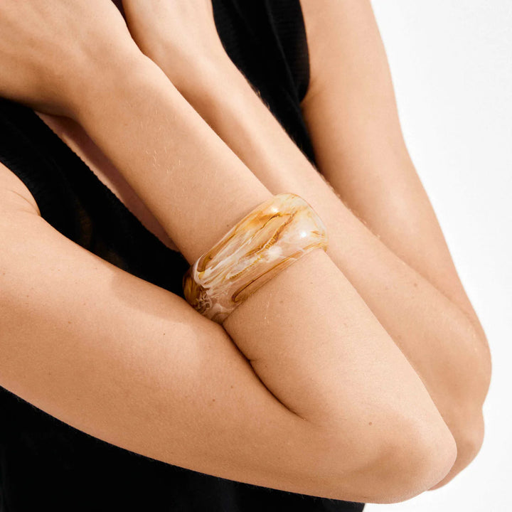 Aase Recycled Maxi Acrylic Bangle Bracelet Beige