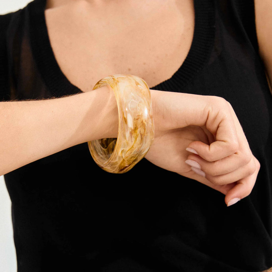 Aase Recycled Maxi Acrylic Bangle Bracelet Beige