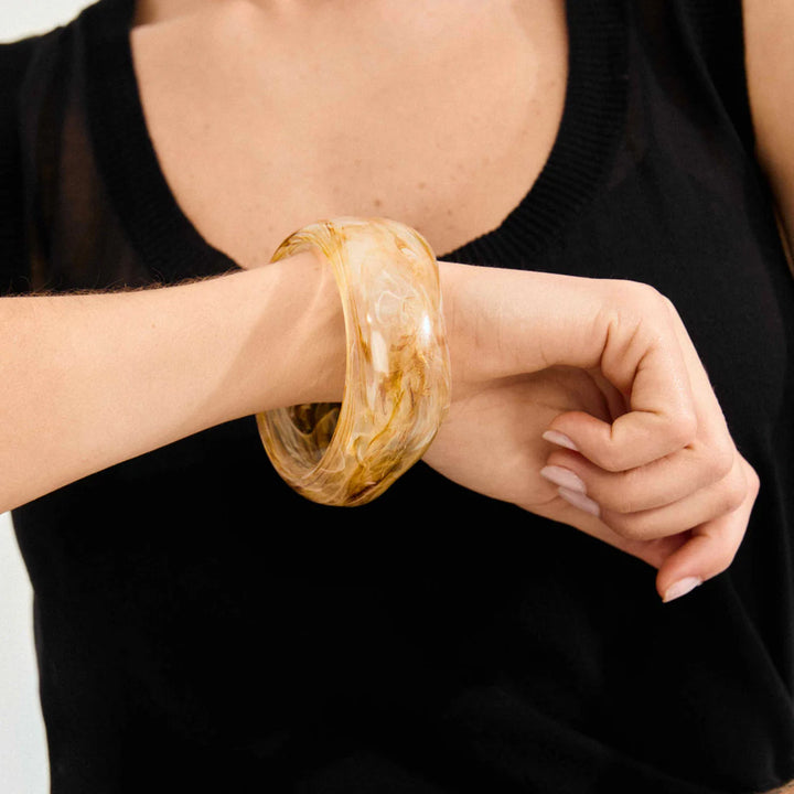Aase Recycled Maxi Acrylic Bangle Bracelet Beige