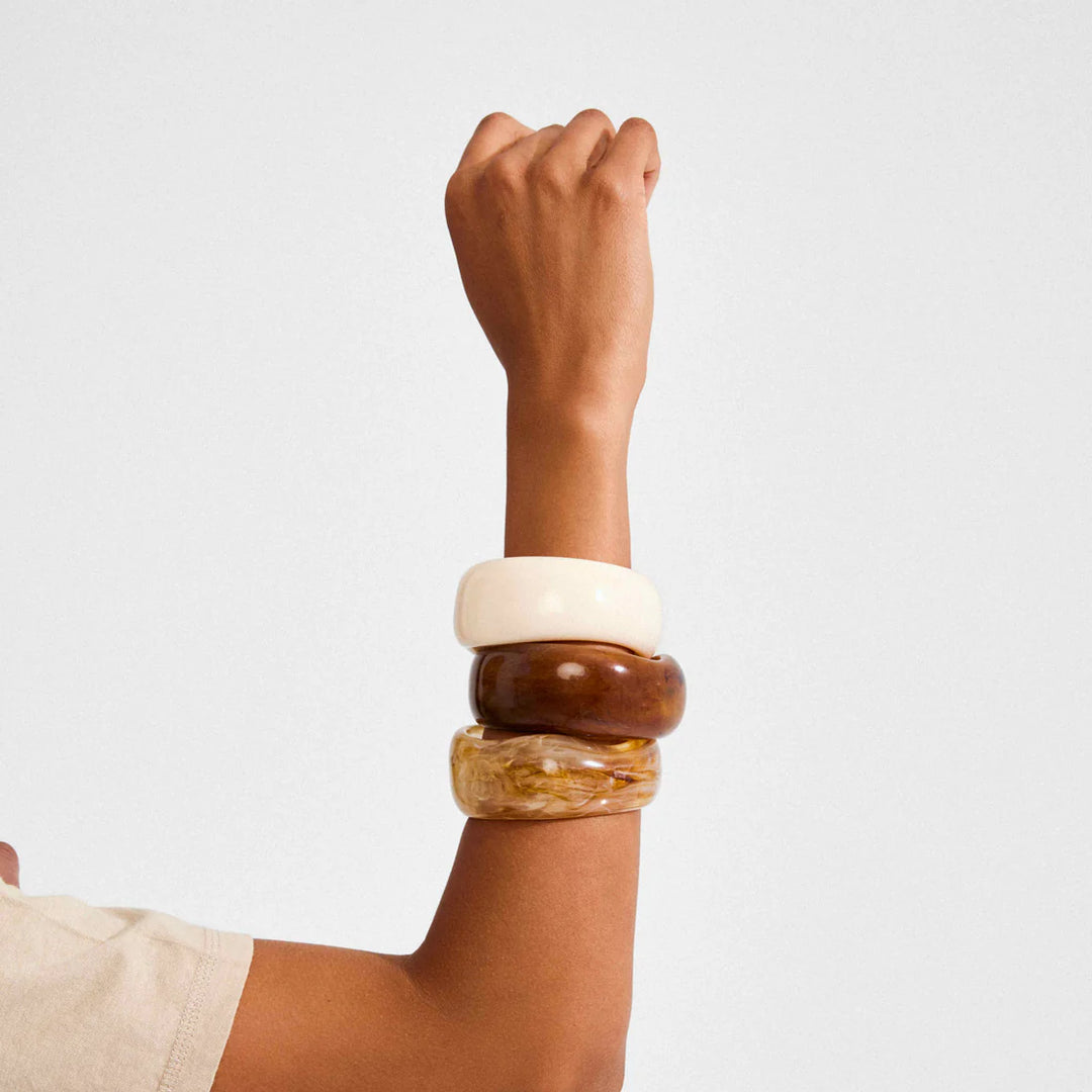 Aase Recycled Maxi Acrylic Bangle Bracelet Beige