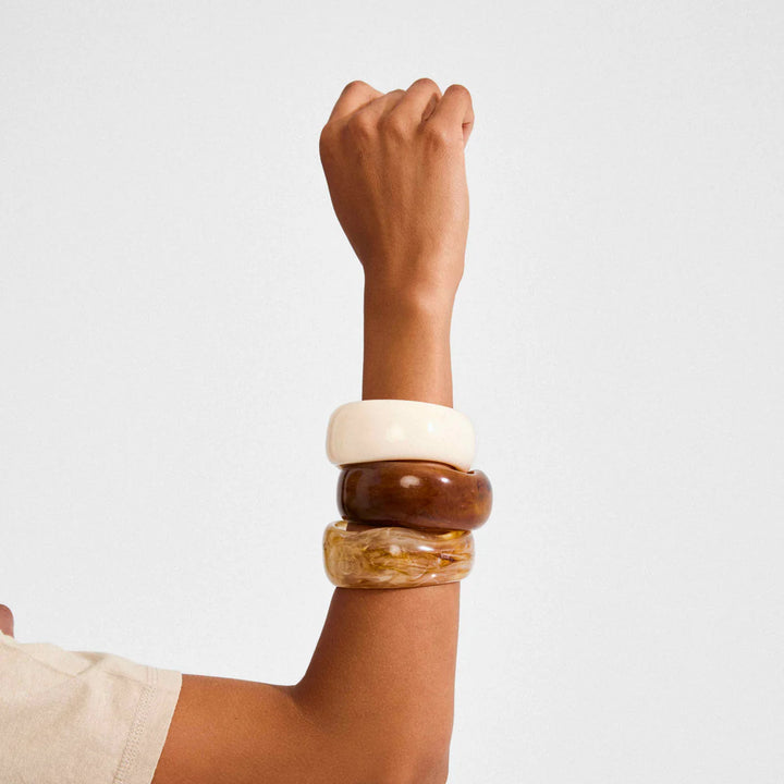 Aase Recycled Maxi Acrylic Bangle Bracelet Beige