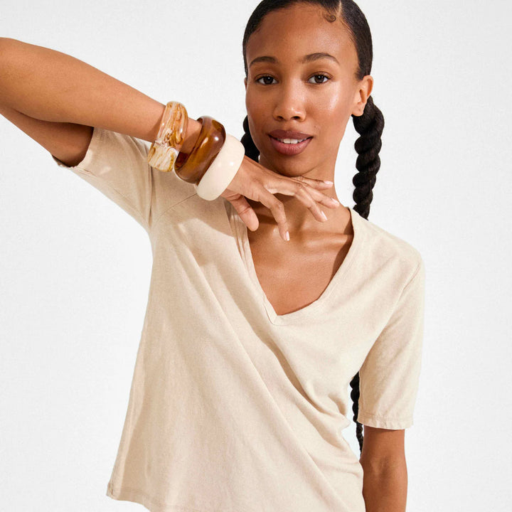 Aase Recycled Maxi Acrylic Bangle Bracelet Beige