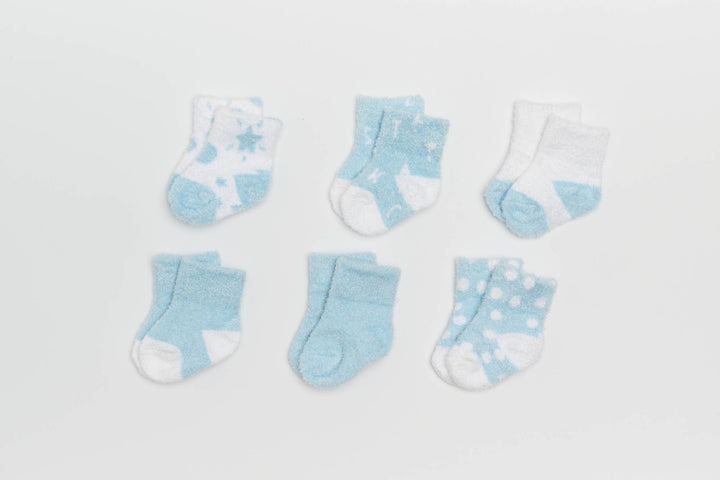 6PC Pack Chenille Socks: Blue