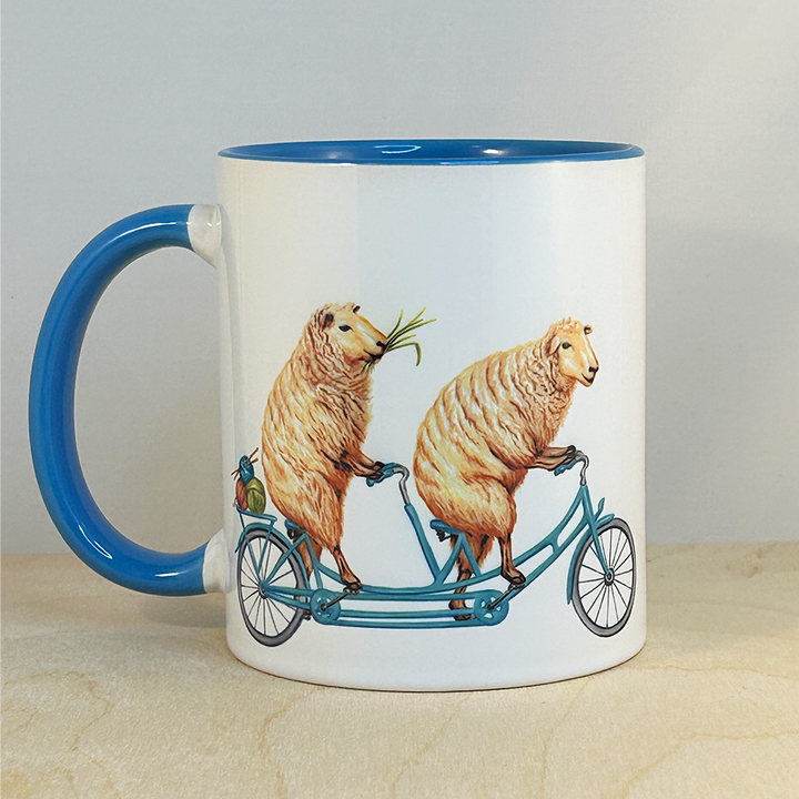 Sheep riding a Bike Mug: 11oz - 325ml