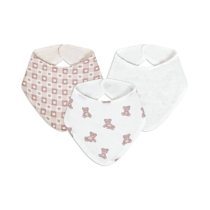 3 Pc Pack Muslin Bandana Bibs One Size- Pink