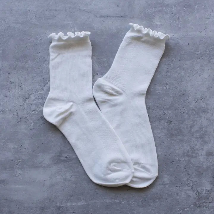 Wednesday Ruffle Socks- White