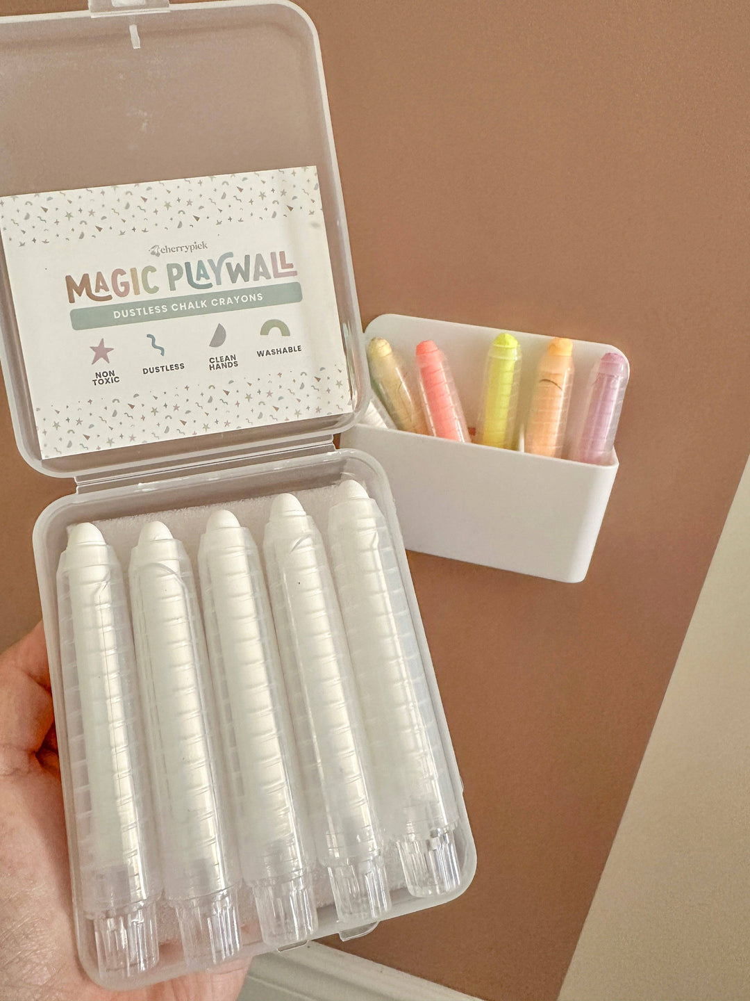 Dustless Chalk Crayons + Magnetic Holder Bundle: Neon