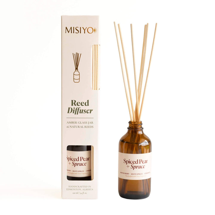 Spiced Pear + Spruce | Clean Reed Diffuser: Diffuser Set (with box + reeds)