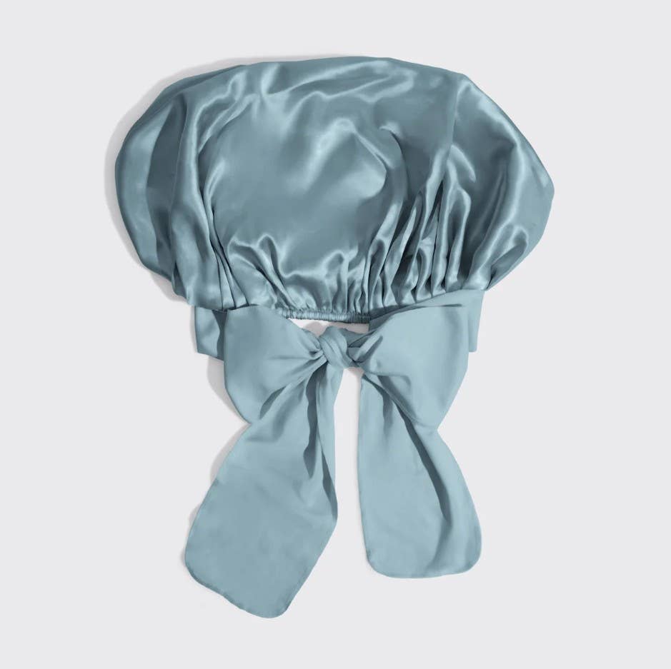 Adjustable Oversized Satin Bonnet - Haze Blue