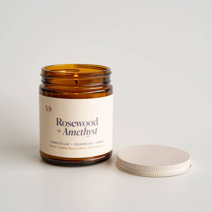 Rosewood + Amethyst |Beeswax Candle