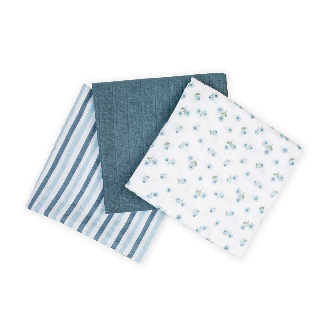 3 Pack Muslin Receiving Blankets – Blueberries