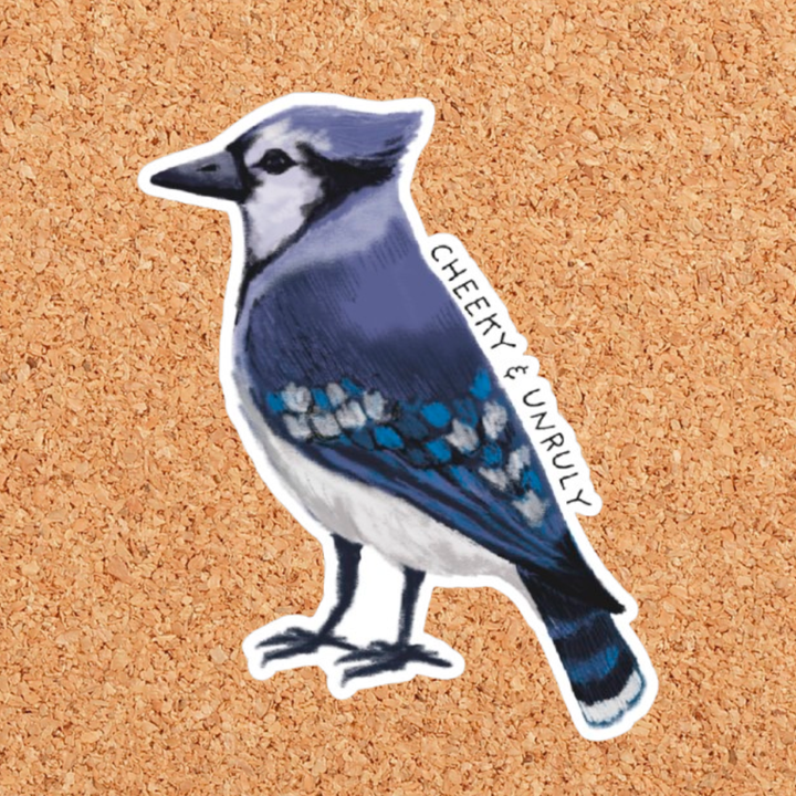Cheeky & Unruly Blue Jay Vinyl Sticker : Without Backer Card
