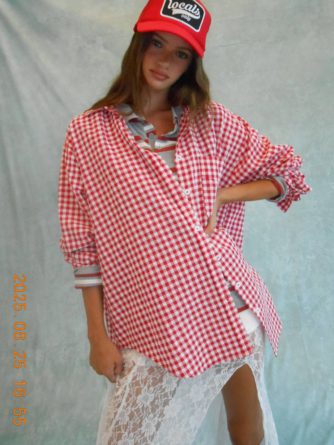 Ruby Red Gingham Button Down