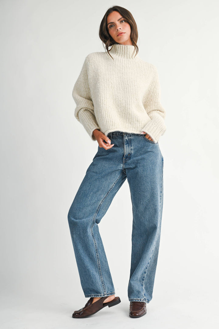 Mock Neck Sweater: Almond Milk