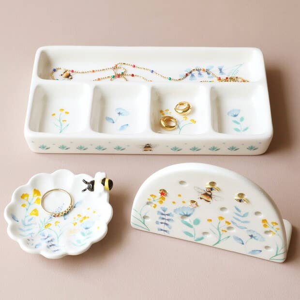 Floral Trinket Tray: Cornflower Blue