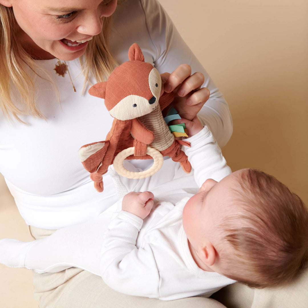 Bitzy Crinkle™ Sensory Toy With Teether: Mallard