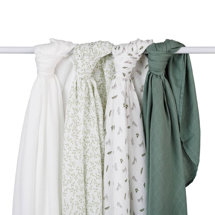 4 Pack Bamboo Muslin Swaddle Blankets– Fern & Bunnies