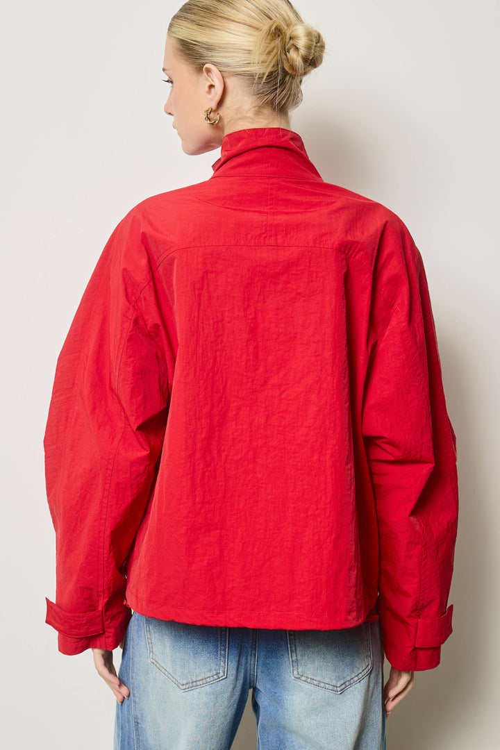 Utility Windbreaker Jacket: Red