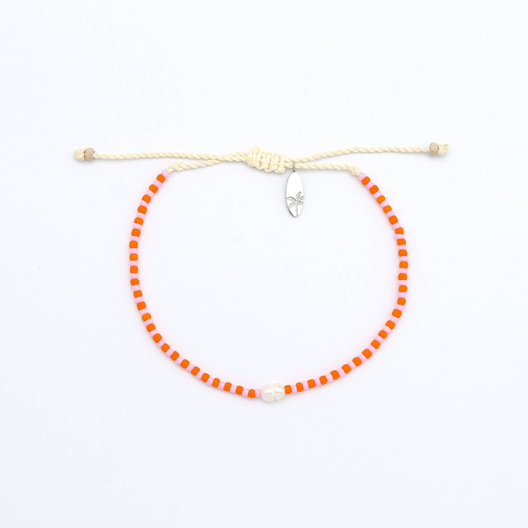 Mutiara Dainty Beaded Bracelet: Pink & Red