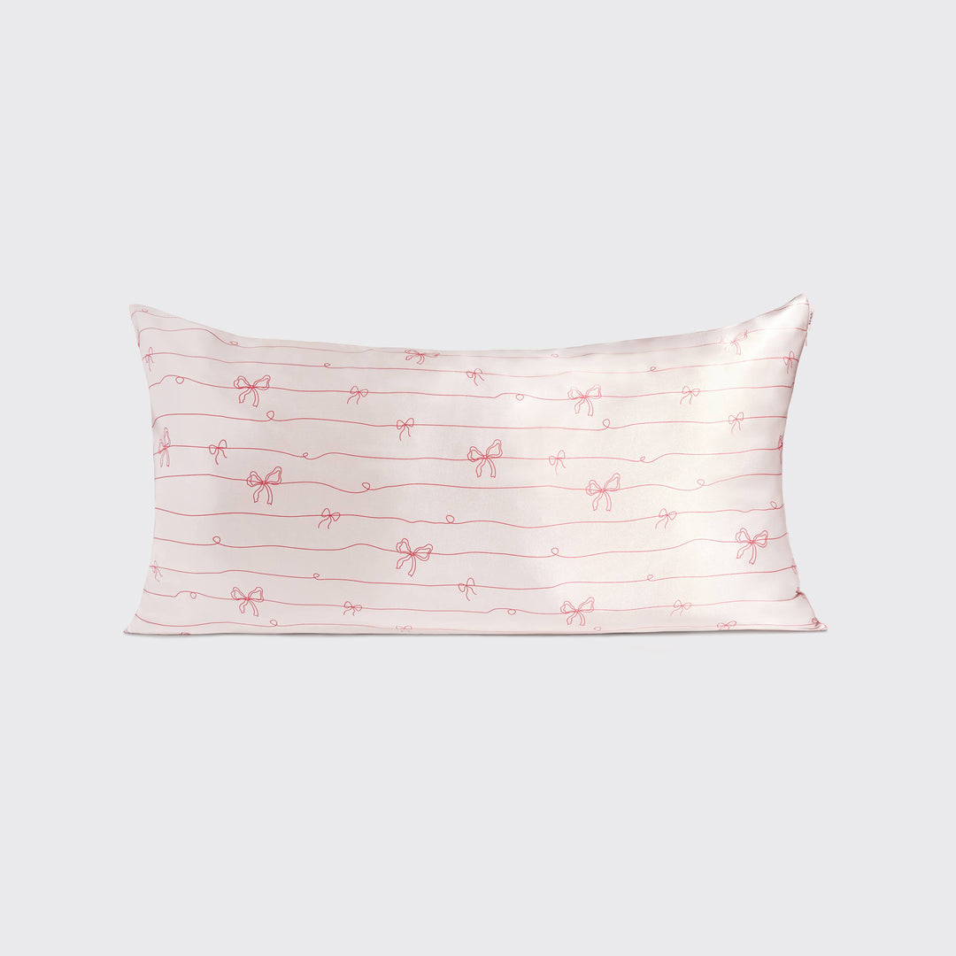 Satin Pillowcase in Striped Bows - King