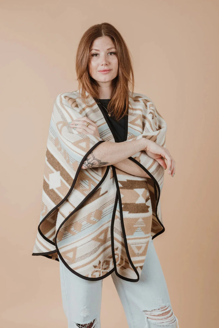 Mini Tipi Sand Indigenous Reversible Shawl