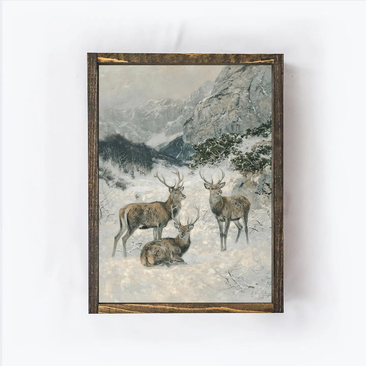 Vintage Deer In The Winter Print