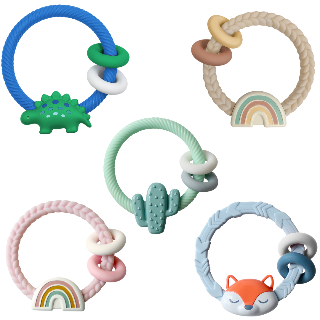 Ritzy Rattle™ Silicone Teether Rattles: Highland Cow