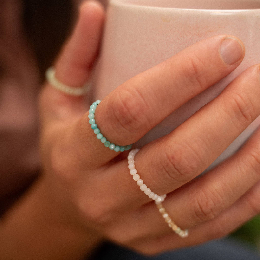 Kualoa Beaded Stretch Ring: Peach