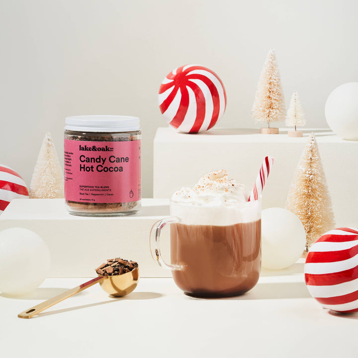 Candy Cane Hot Cocoa - Superfood Tea Blend : Retail Glass Jar