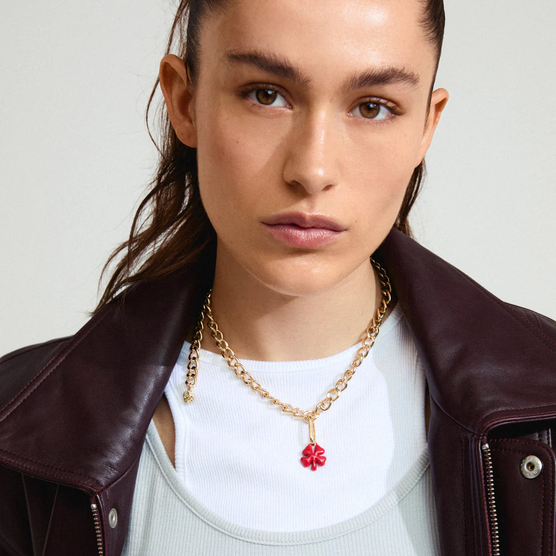 Charm Clover Pendant - Gold/Red