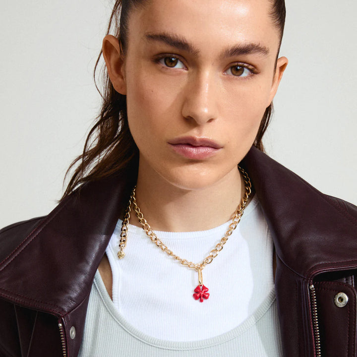 Charm Clover Pendant - Gold/Red