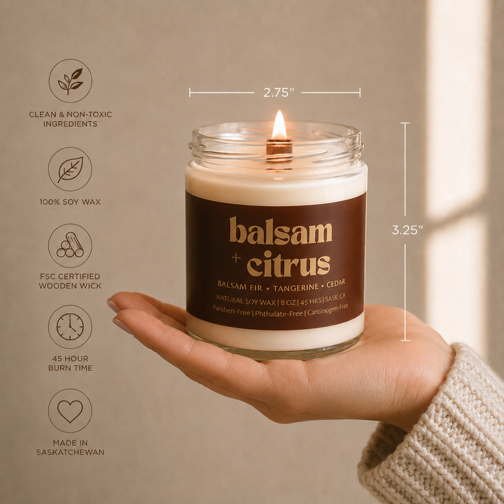 BALSAM & CITRUS | 8OZ NON TOXIC SOY CANDLE | HOLIDAY COLLECTION