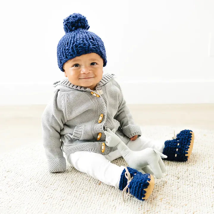 BABY BOOTIES - SWEATER MOCCS - NAVY