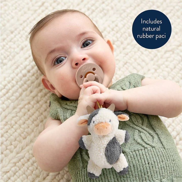 Bitzy Pal Natural Rubber Pacifier & Plush: Cow