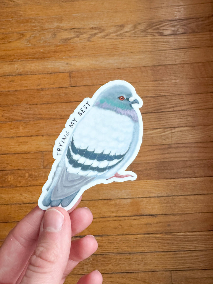 Trying My Best Pigeon Sticker: Without Backer Card