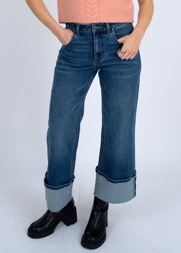 Cuff It Cropped Denim - Blue