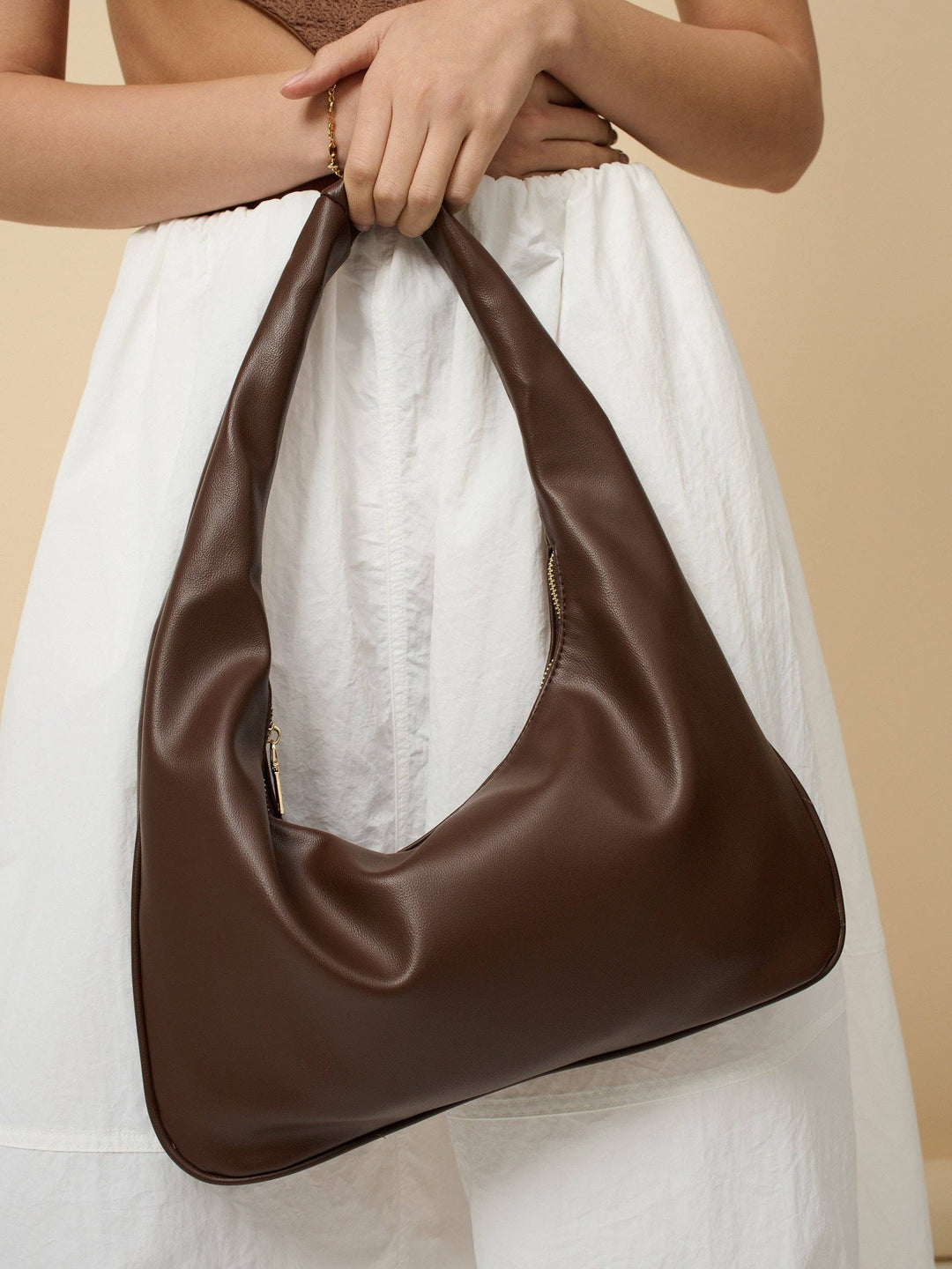 Shoulder Hobo Bag - Brown