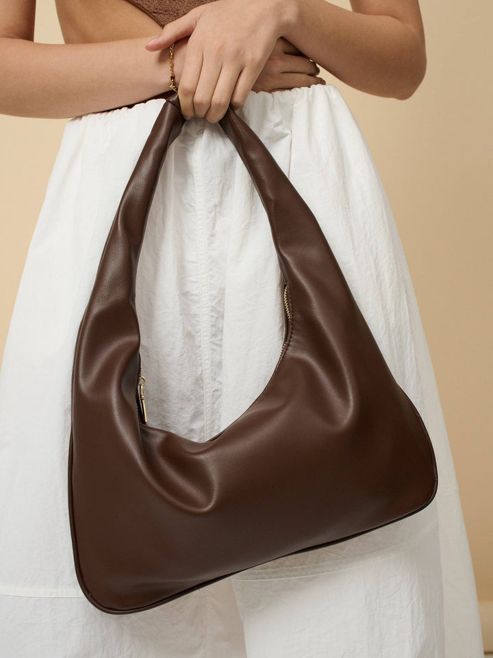 Shoulder Hobo Bag - Brown