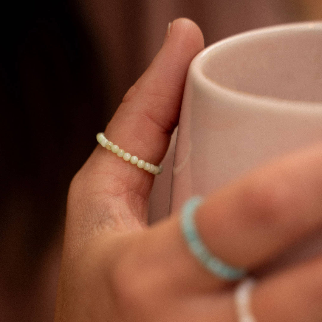 Kualoa Beaded Stretch Ring: Peach