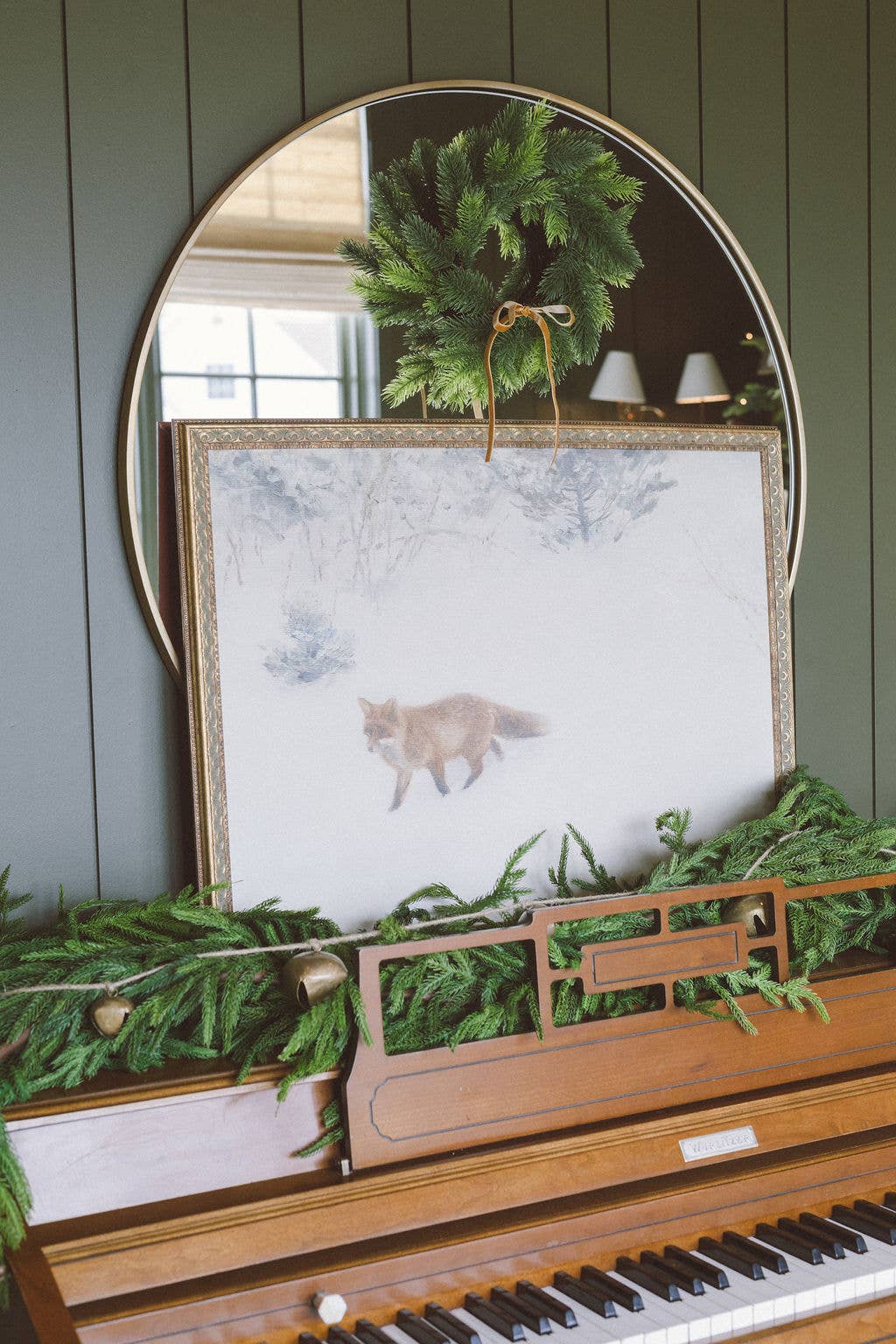 Fox In Winter Framed Antique Art: 7x5