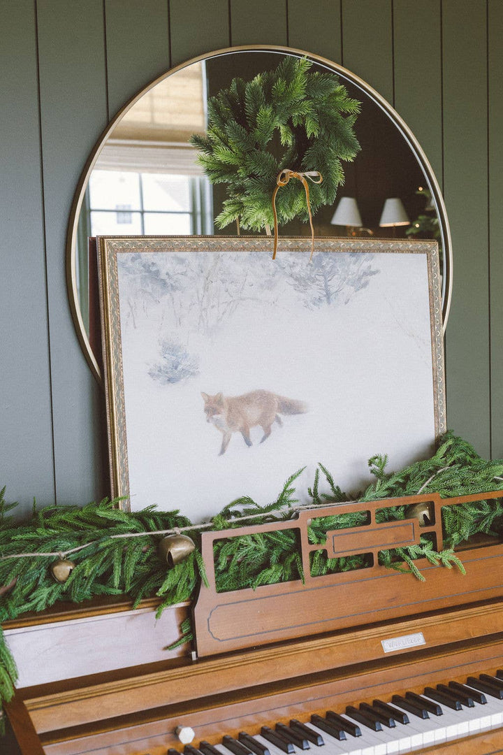 Fox In Winter Framed Antique Art: 7x5