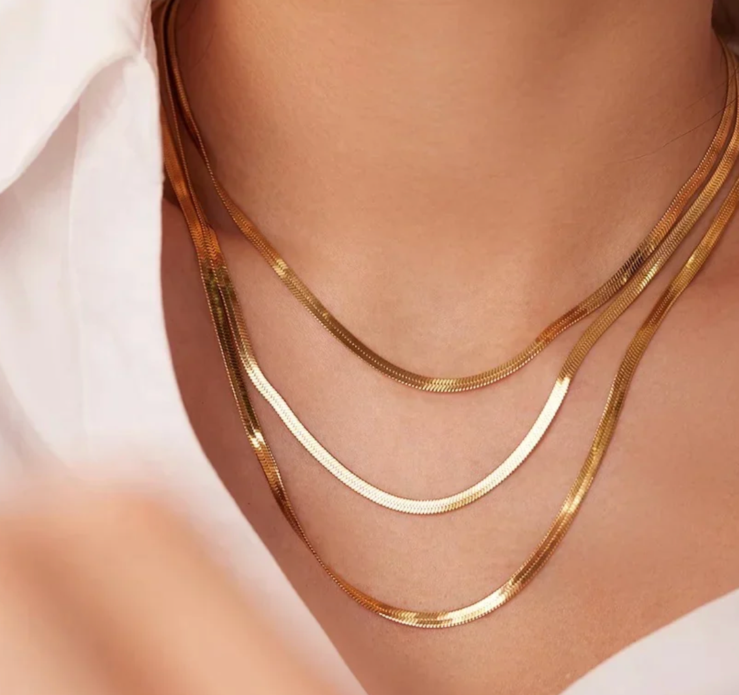 Trippy- 3 layered Necklace Stack- Waterproof- 18K Gold PVD