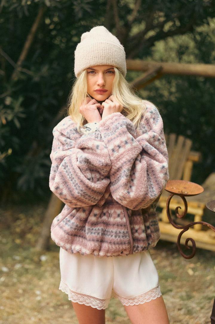 Novelty Stripe Sherpa Half Zip Pullover: Ashwood
