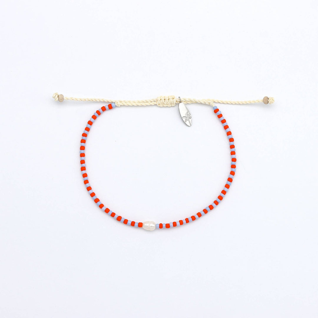 Mutiara Dainty Beaded Bracelet: Pink & Red