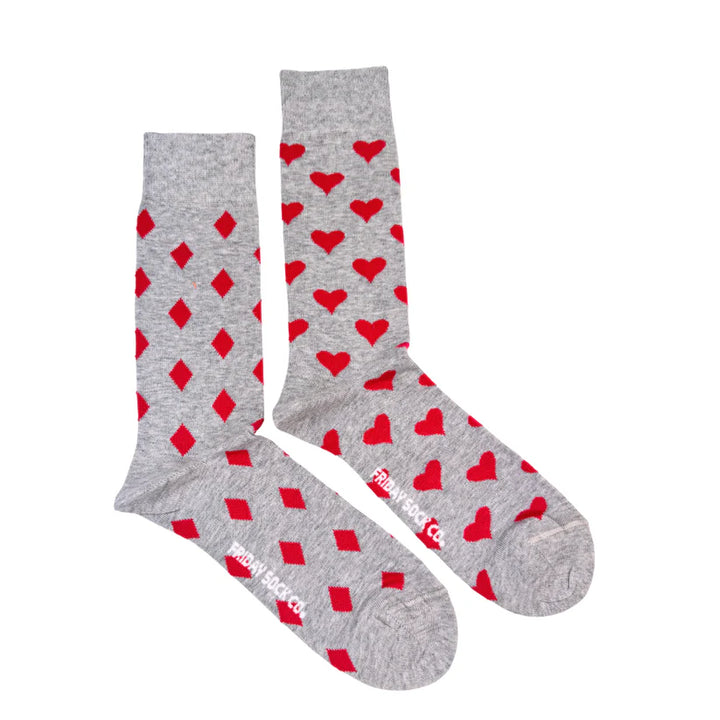 Men's Diamonds & Hearts Mismatched Socks