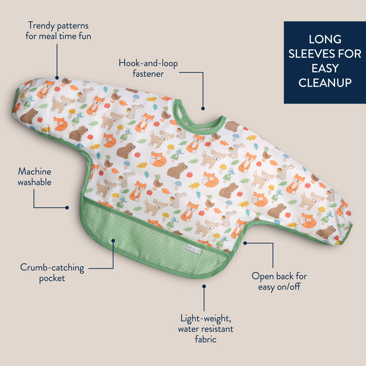 Itzy Everywhere Bib™ - Long Sleeve Water-resistant Bib: Woodland