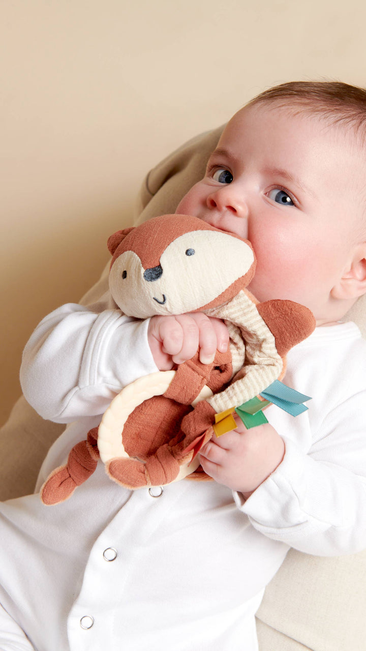 Bitzy Crinkle™ Sensory Toy With Teether: Mallard