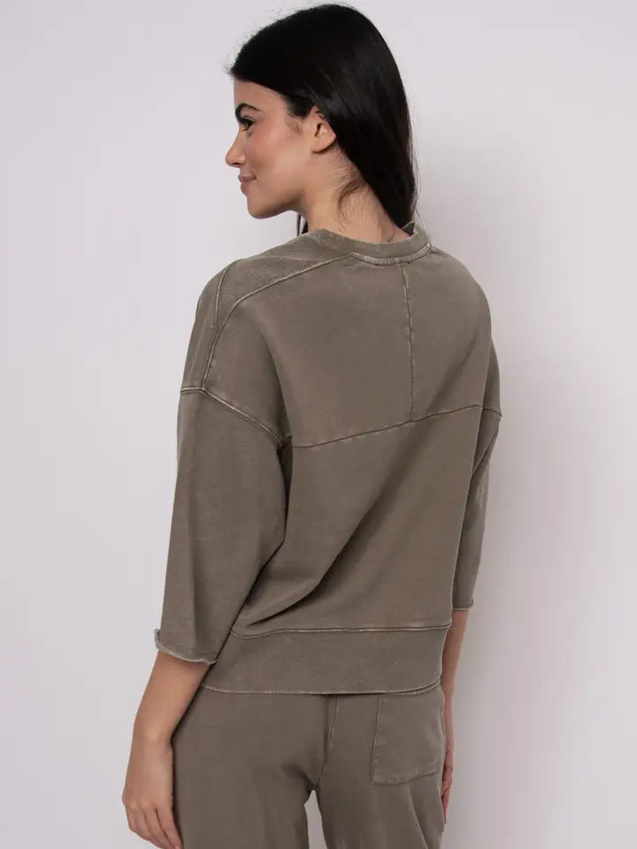 Brie French Terry SS Top- Smokey Olive