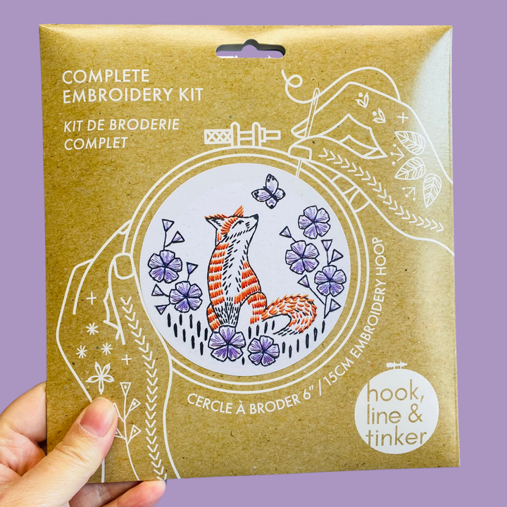 Fox in Phlox Complete Embroidery Kit